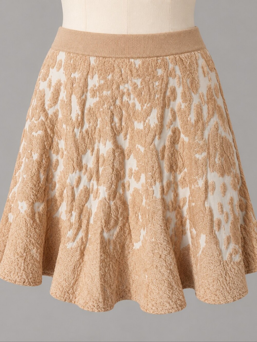 Lucy Paris Apricot Textured Floral Fit & Flare Skirt XS NWT